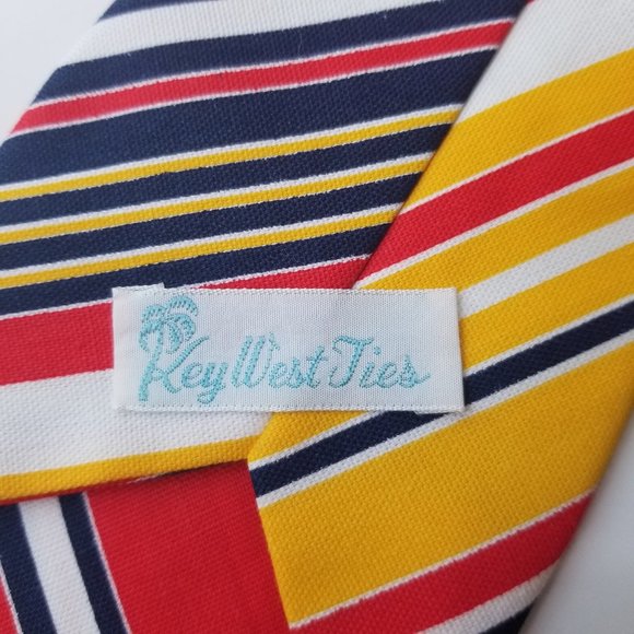 1970s Key West bright striped cotton tie - Picture 3 of 5